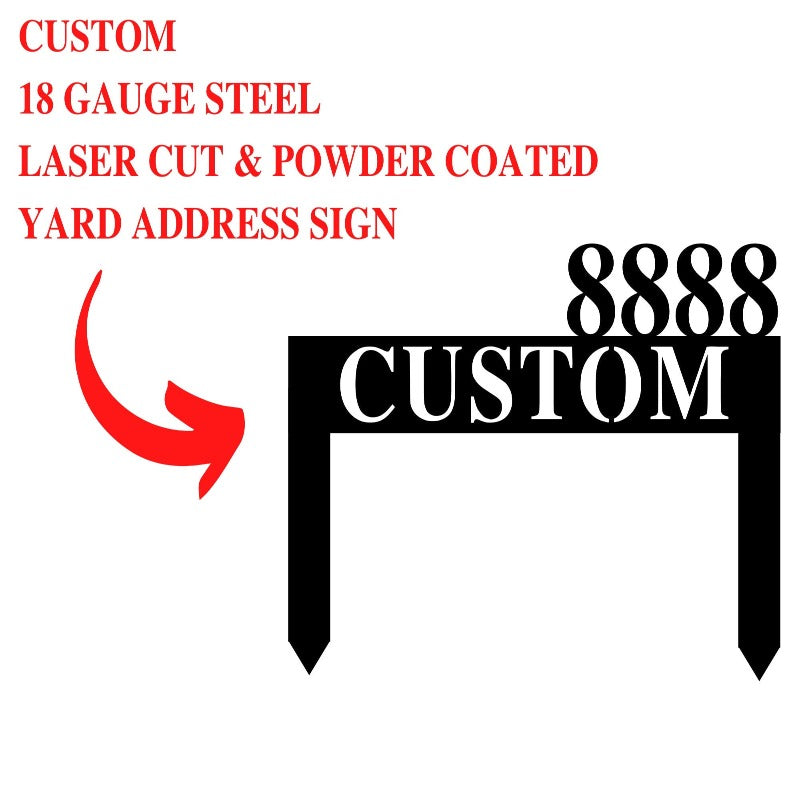 Custom Metal Lawn Address Sign With Stake
