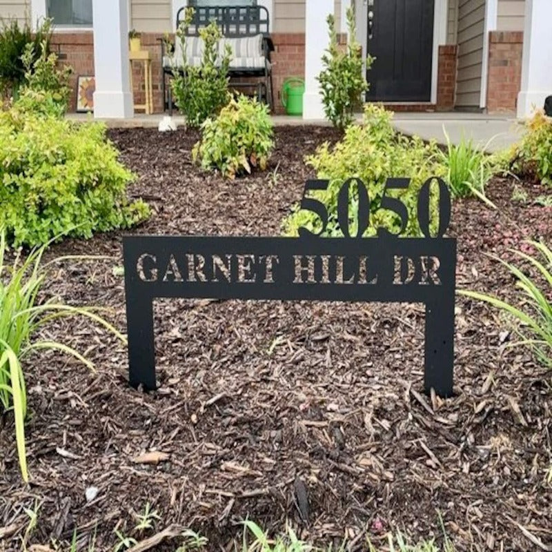 Custom Metal Lawn Address Sign With Stake