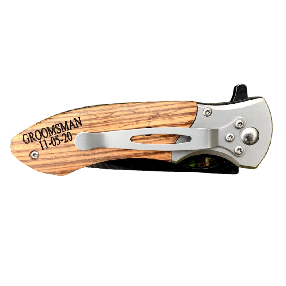 Laser Engraved Wooden Groomsmen Knife