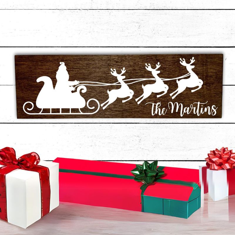 Personalized Santa and Reindeer Sign