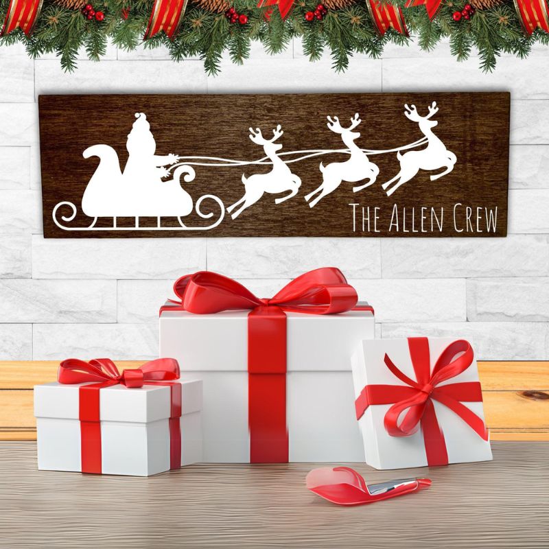 Personalized Santa and Reindeer Sign