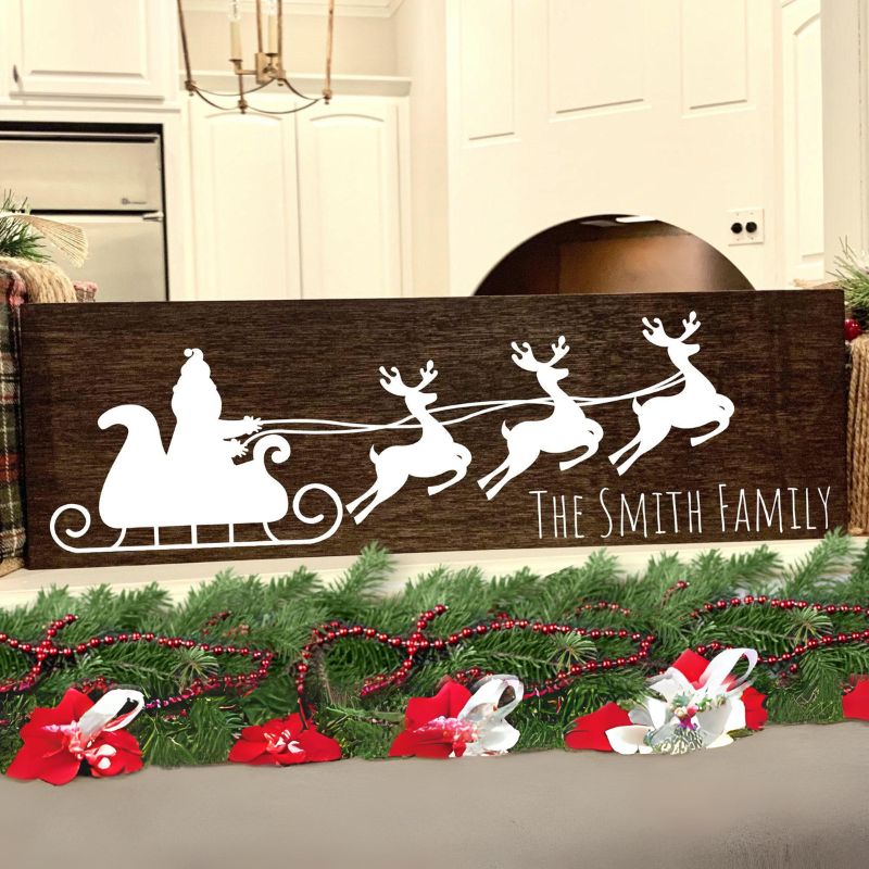 Personalized Santa and Reindeer Sign