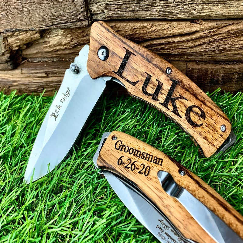 Custom Engraved Groomsmen Hunting Knife Set