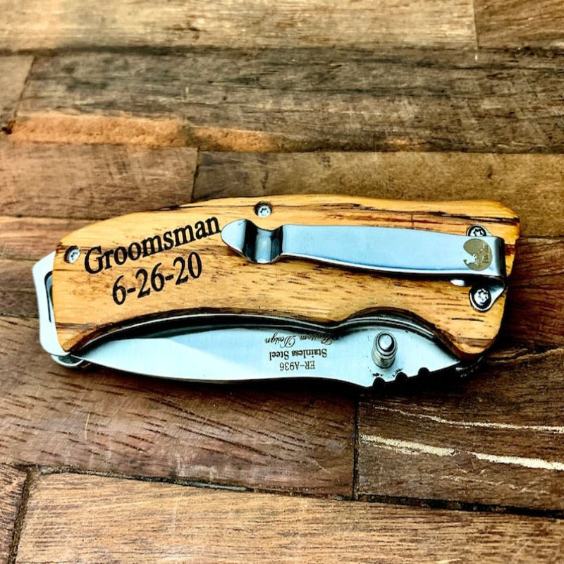 Custom Engraved Groomsmen Hunting Knife Set