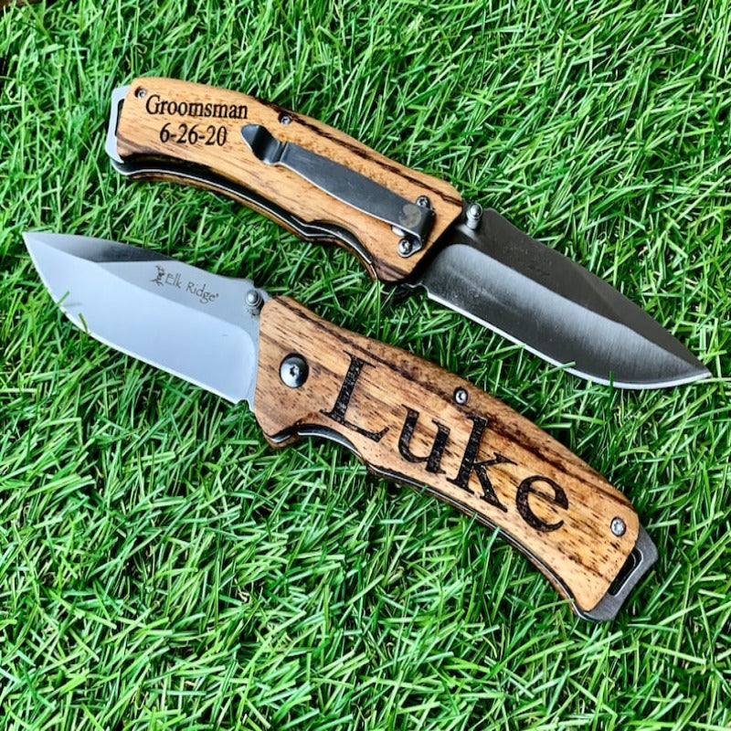 Custom Engraved Groomsmen Hunting Knife Set