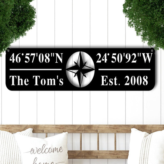 Custom Metal GPS Coordinates Sign