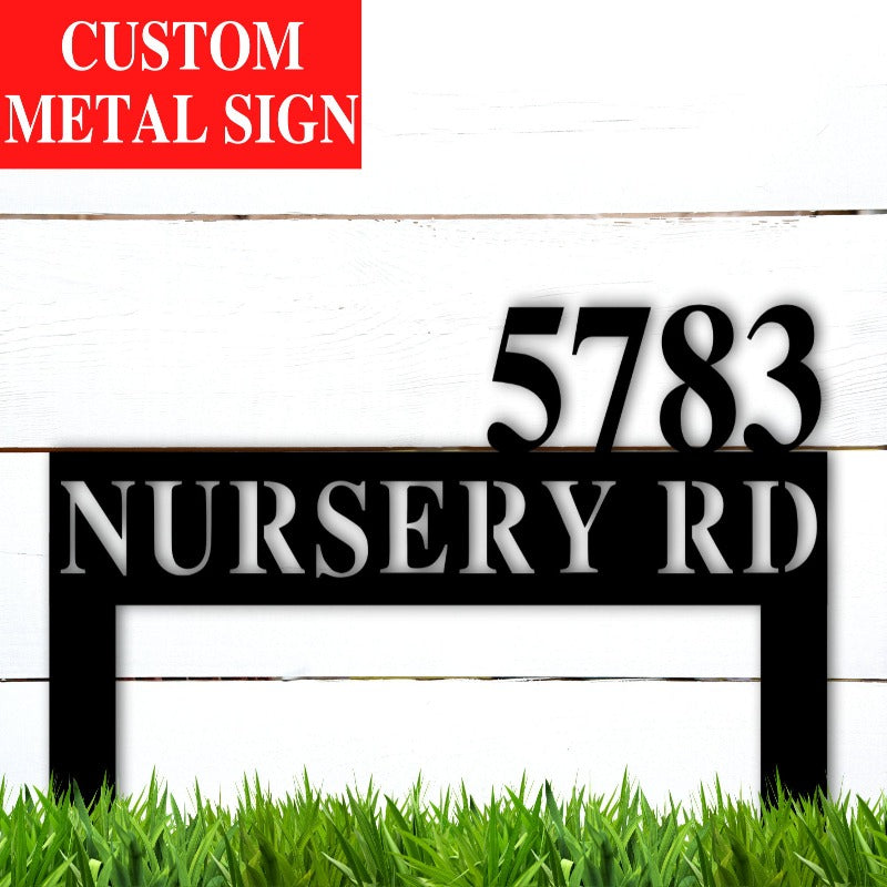 Custom Metal Lawn Address Sign With Stake