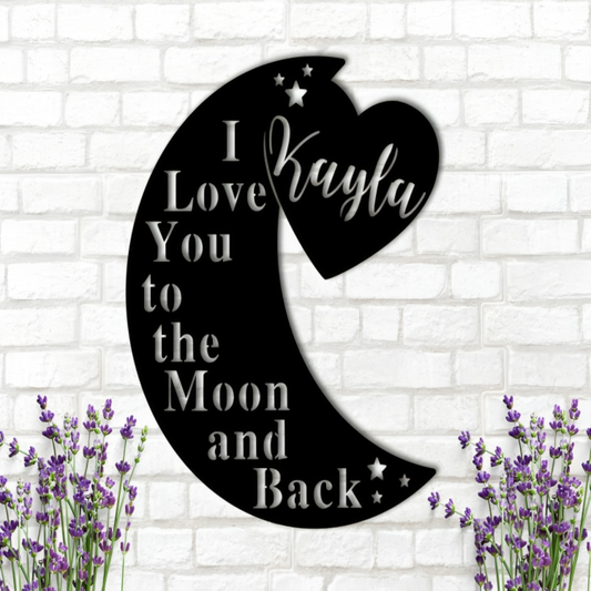 Custom Moon And Back Metal Sign