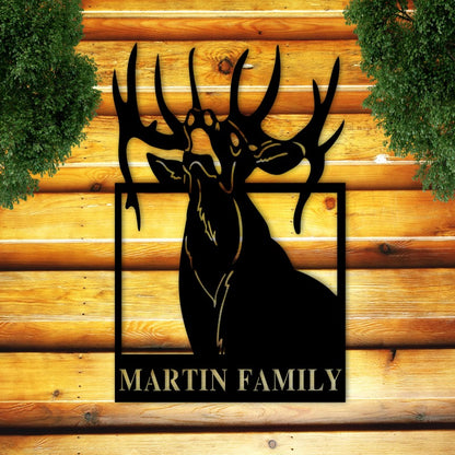 Custom Name Elk Metal Wall Decor Sign