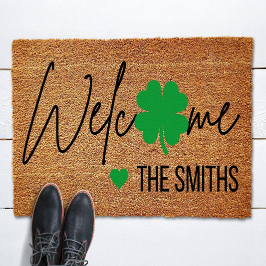 Custom Shamrock Welcome Doormat