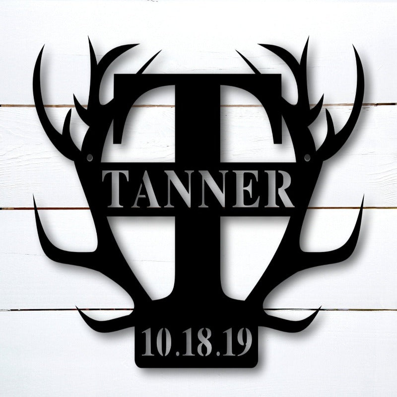 Deer Antler Established Family Metal Sign