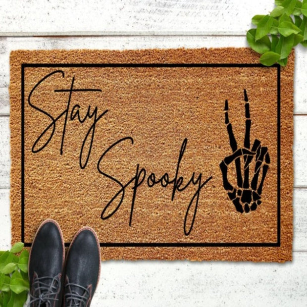 Spooky Doormat With Peace Sign