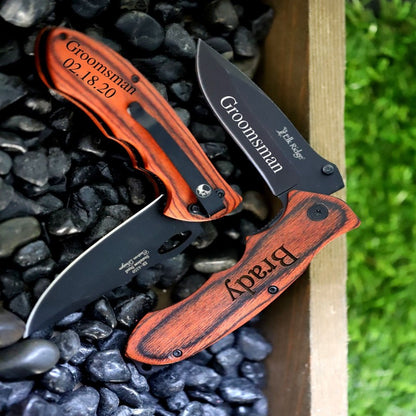 Engraved Pocket Knife Groomsman Gift Set