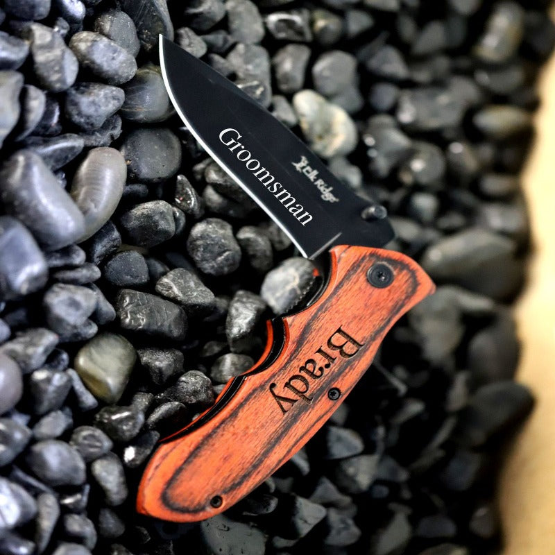 Engraved Pocket Knife Groomsman Gift Set