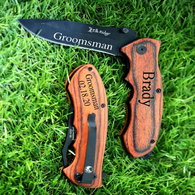 Engraved Pocket Knife Groomsman Gift Set