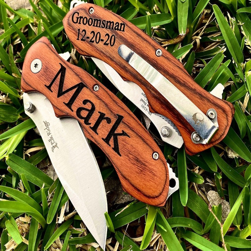 Engraved Pocket Knife Groomsmen Gift Set