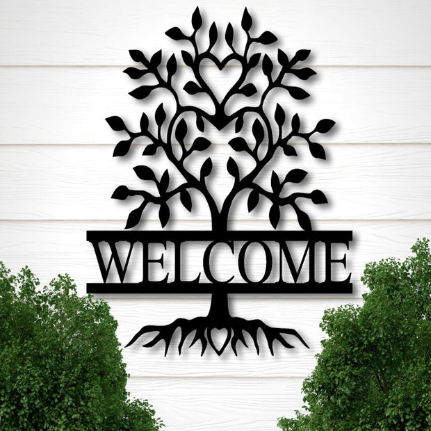 Metal Tree Welcome Sign For Front Porch