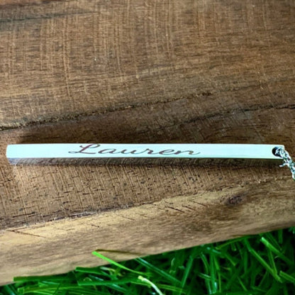 Laser Engraved Vertical Bar Necklaces