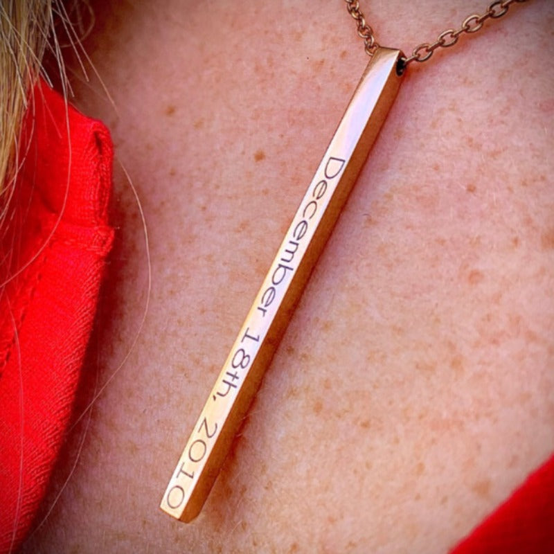Personalized 4 Side Vertical Necklaces