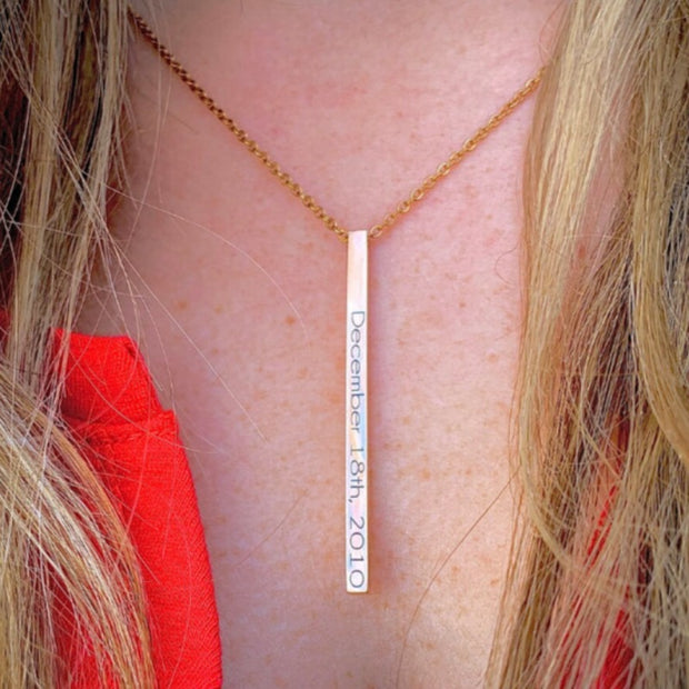 Personalized 4 Side Vertical Necklaces