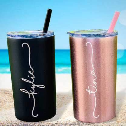 Personalized Engraved Tumbler With Straw