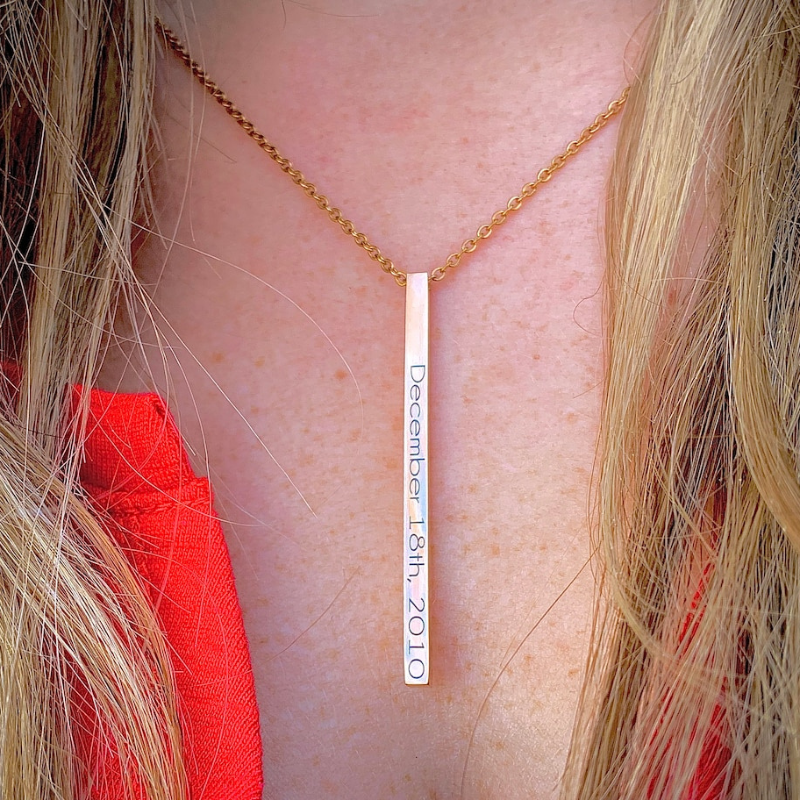 Personalized Engraved Vertical Bar Necklace