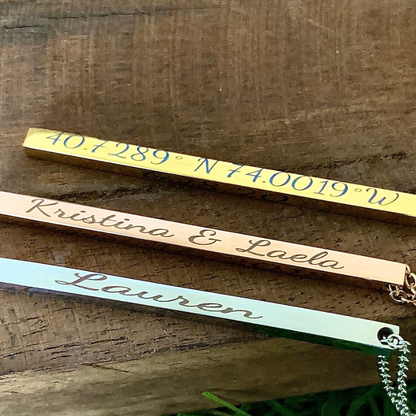 Personalized Engraved Vertical Bar Necklace