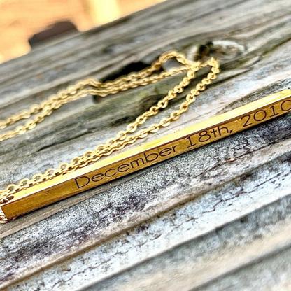 Personalized Engraved Vertical Bar Necklace