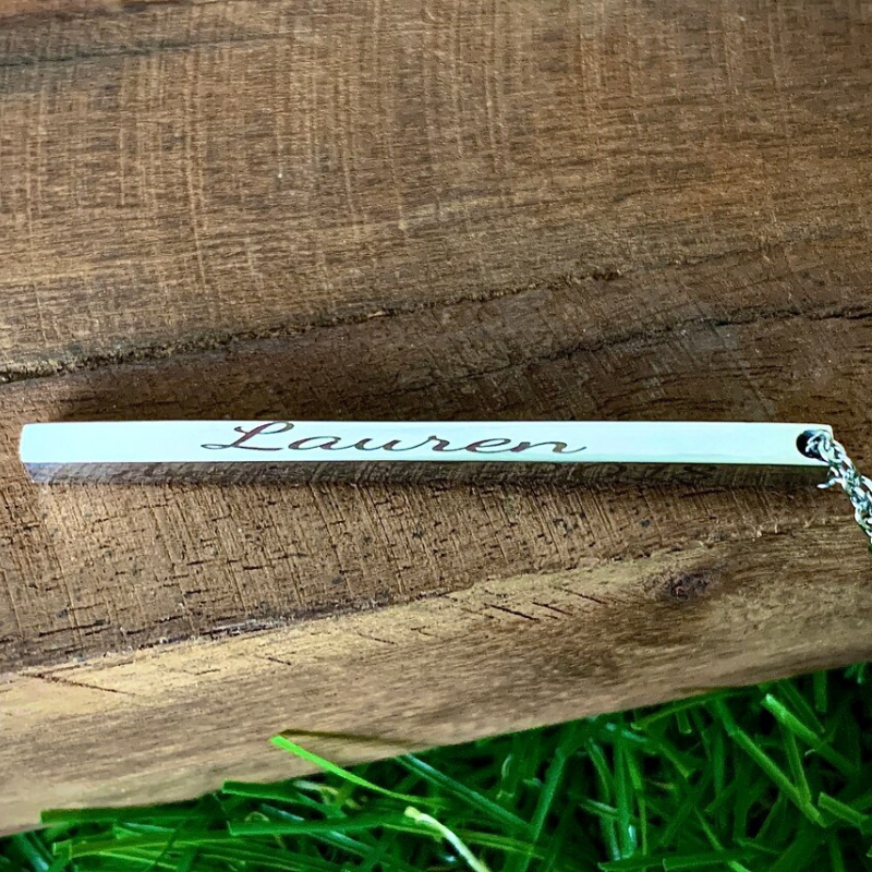 Personalized Engraved Vertical Bar Necklace