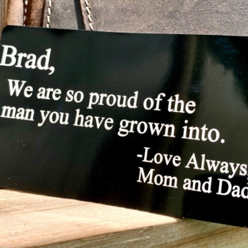 Personalized Laser Engraved Metal Card Insert