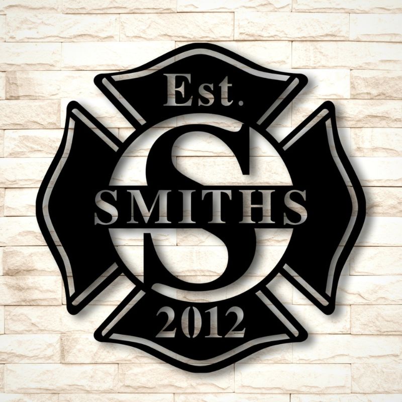 Personalized Metal Firefighter Cross Sign