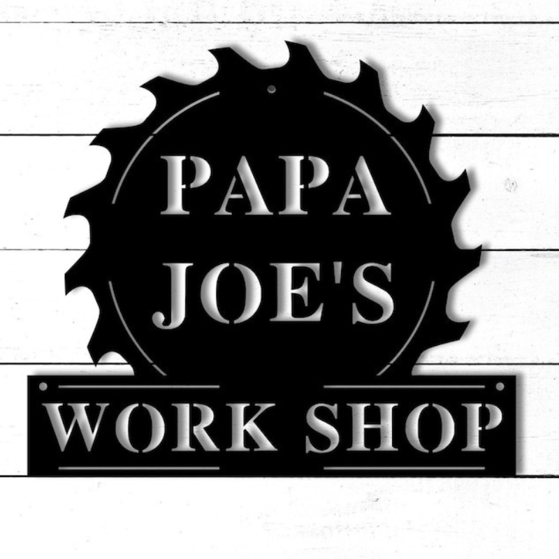 Personalized Papas Work Shop Metal Sign