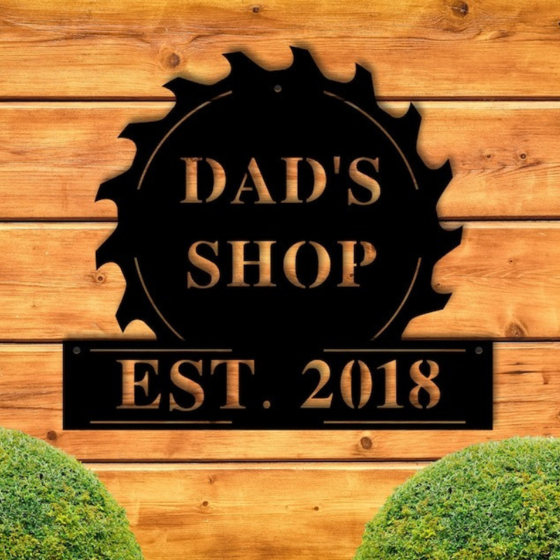 Personalized Papas Work Shop Metal Sign