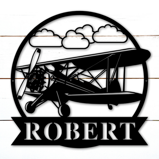 Personalized Propeller Plane Metal Sign