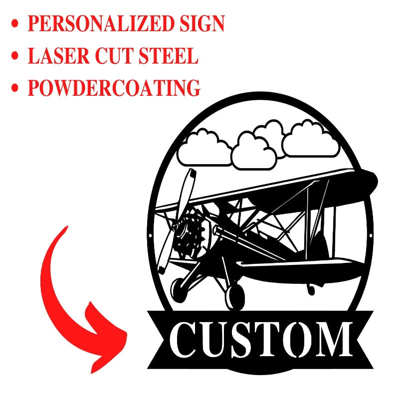 Personalized Propeller Plane Metal Sign