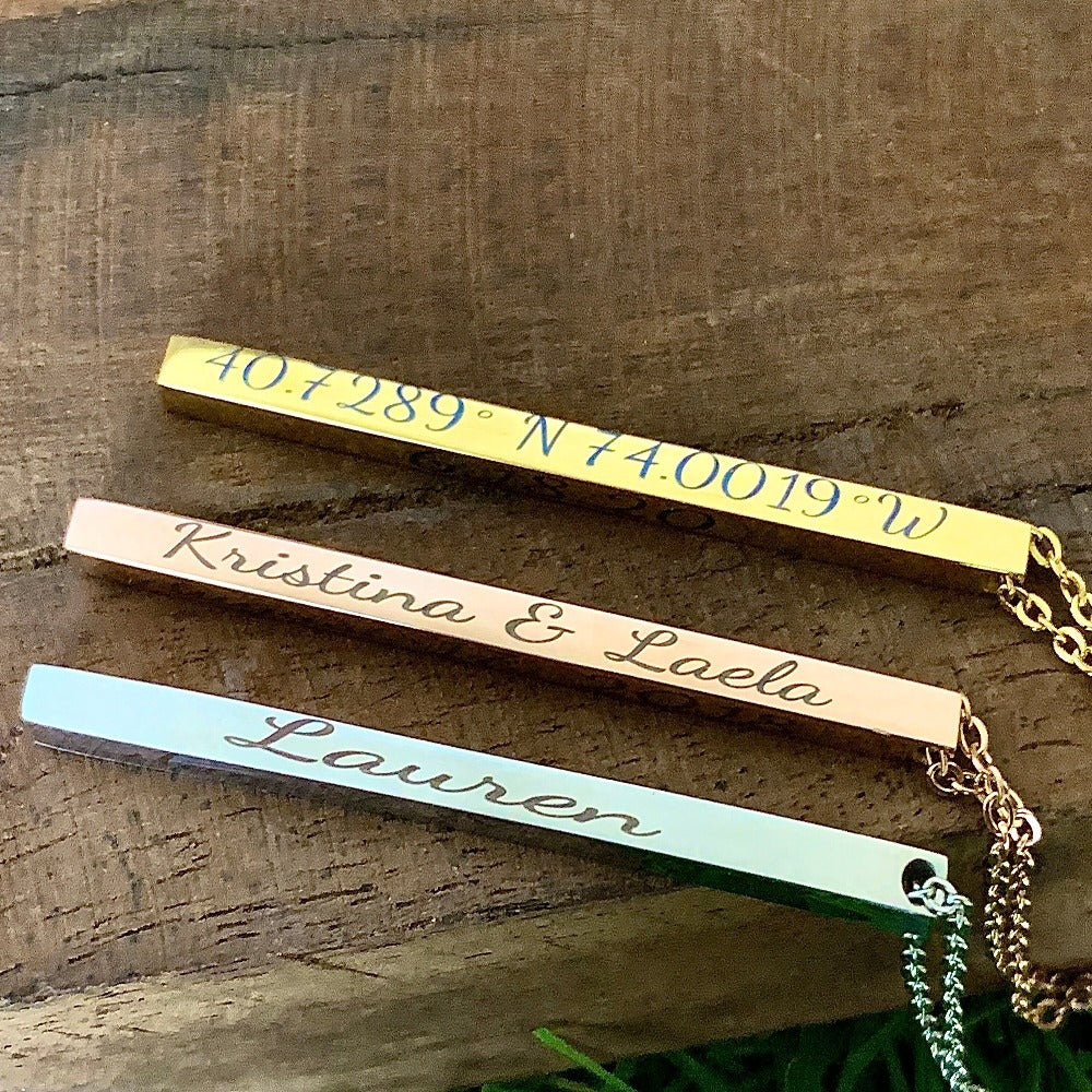 Personalized Vertical Bar Necklace