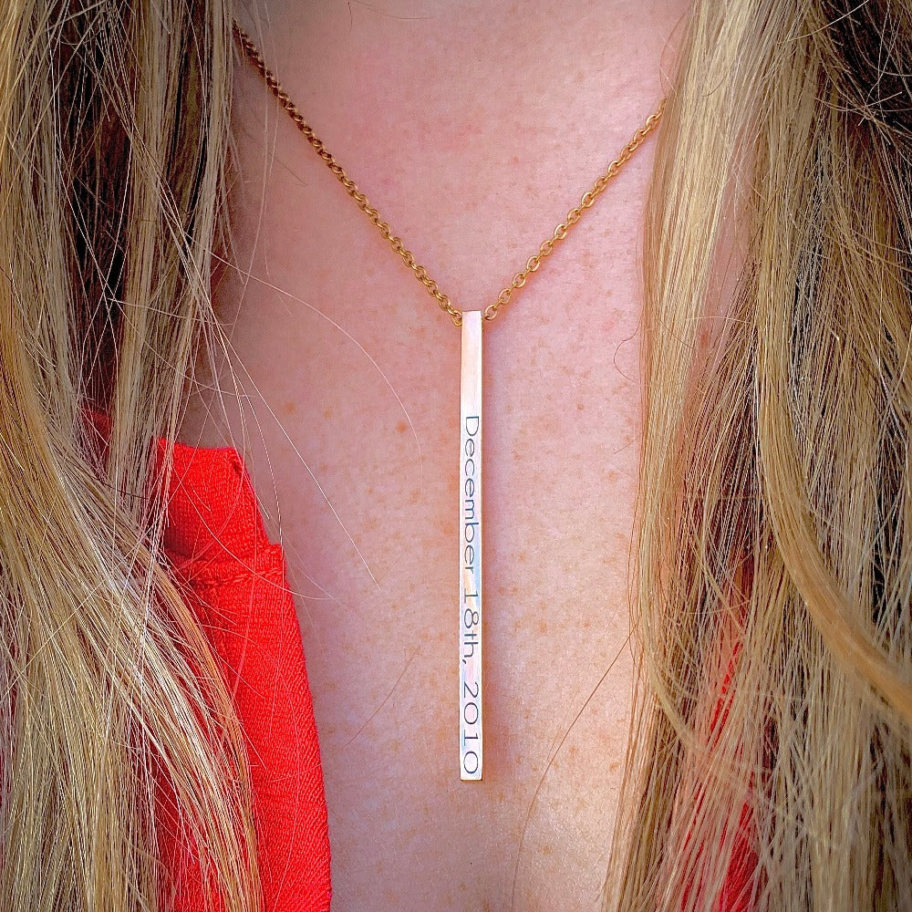 Personalized Vertical Bar Necklace