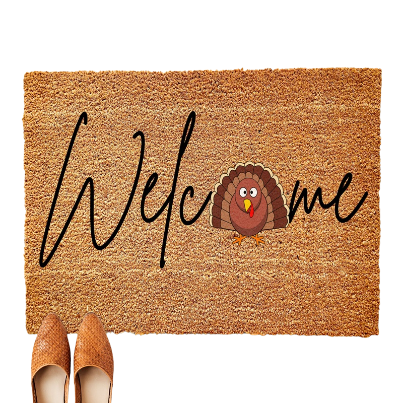 Turkey Welcome Mat For Thanksgiving Decor
