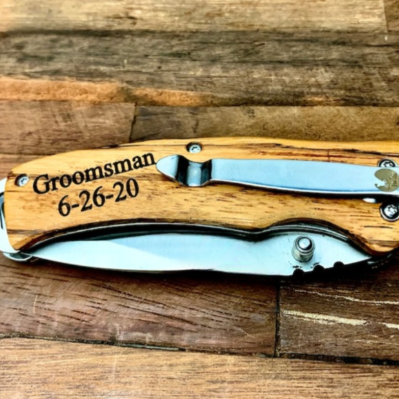 Groomsmen Folding Engraved Knife