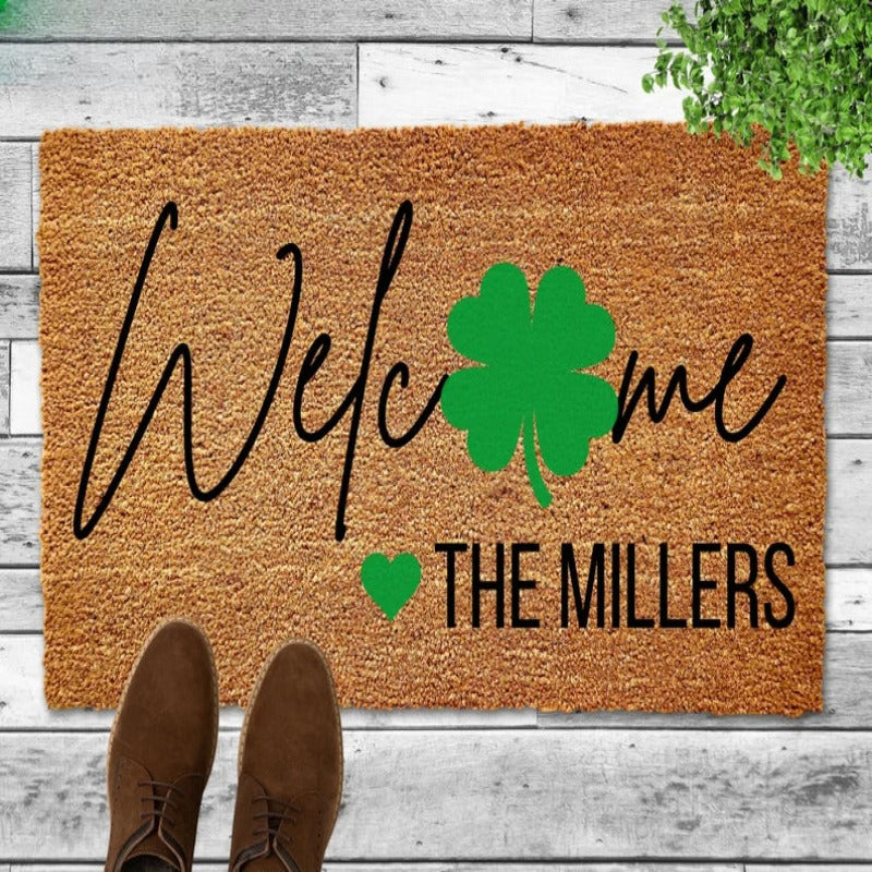 Custom Shamrock Welcome Doormat