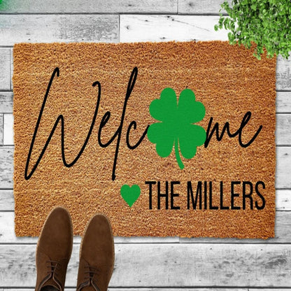 Custom Shamrock Welcome Doormat