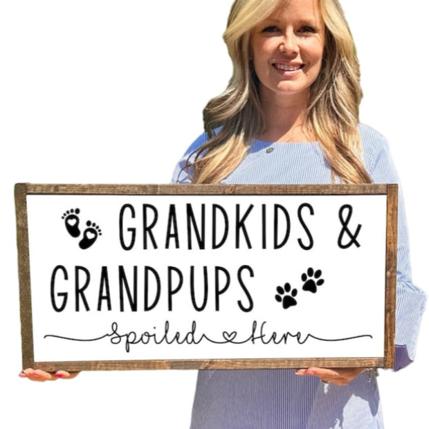 Grandkids And Grandpups For Grandma Wood Sign