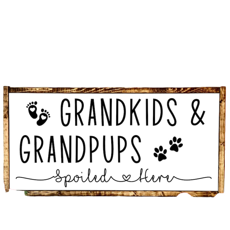 Grandkids And Grandpups For Grandma Wood Sign