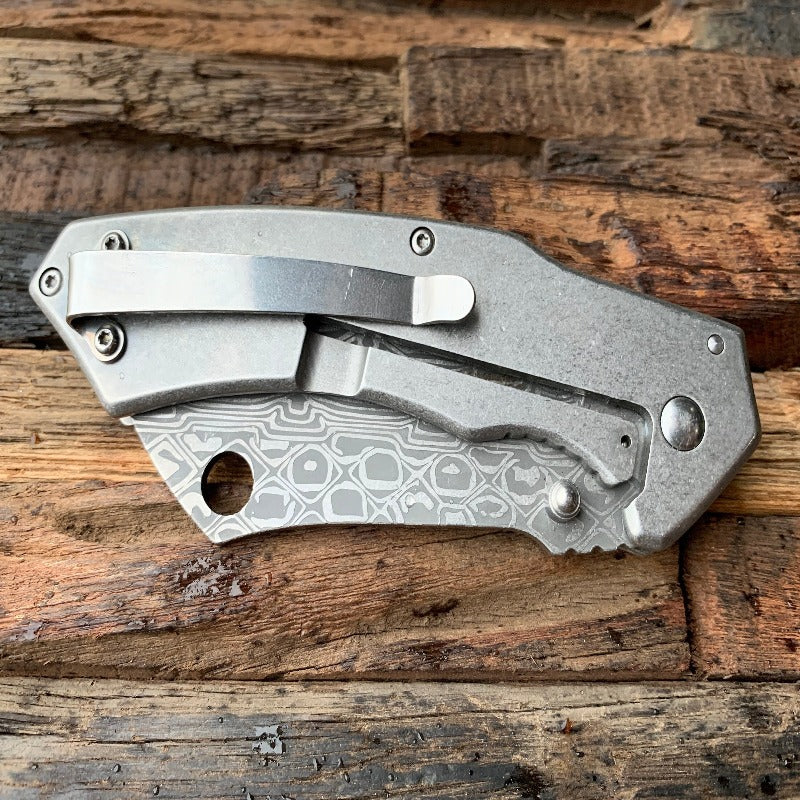 Personalized Engraved Damascus Pocket Knife