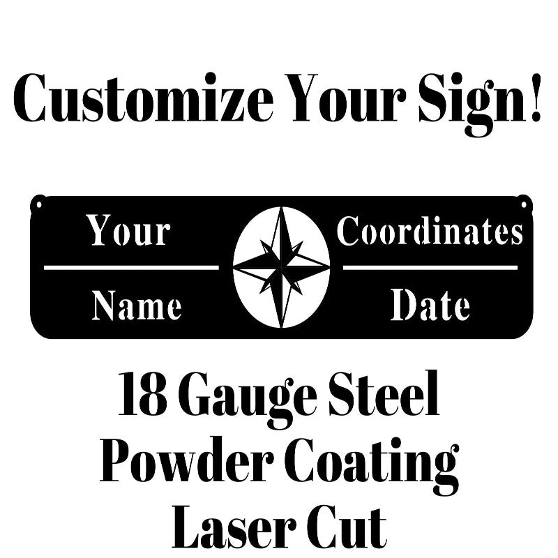 Custom Coordinates Metal Personalized Elegance Sign