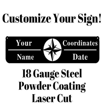 Custom Coordinates Metal Personalized Elegance Sign