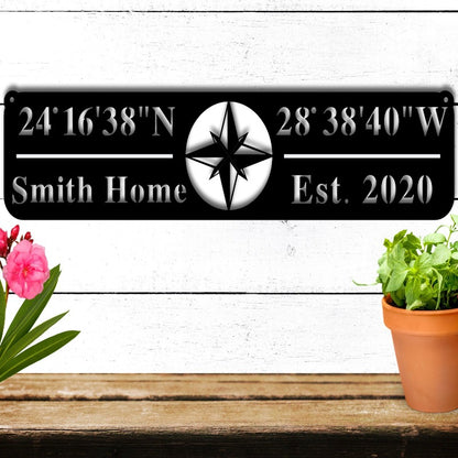 Custom Coordinates Metal Personalized Elegance Sign