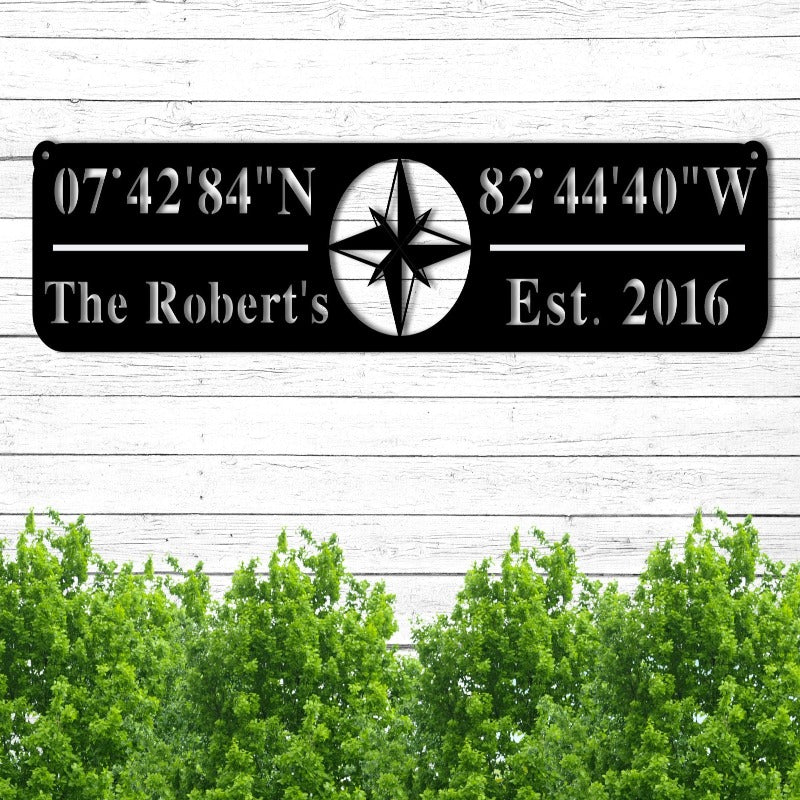 Custom Coordinates Metal Personalized Elegance Sign