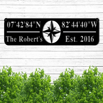 Custom Coordinates Metal Personalized Elegance Sign