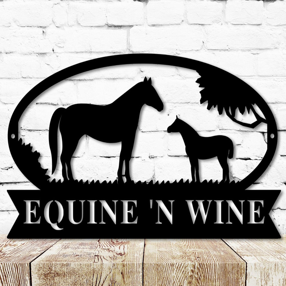 Personalized Horse Ranch Metal Equestrian Decor Sign